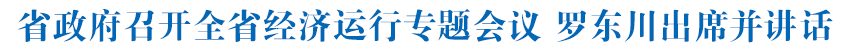 省政府召开全省经济运行专题会议 罗东川出席并讲话