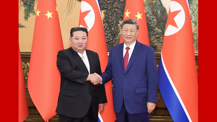 习近平同朝鲜劳动党总书记、国务委员长金正恩举行会谈